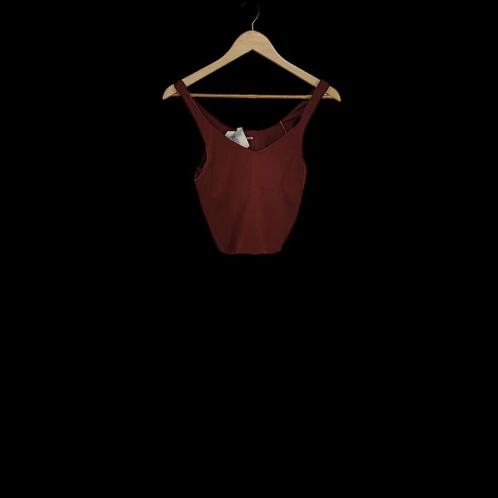 Quince Women Power-Up Scoop Neck Bra Tank Sleeveless Top Brown M